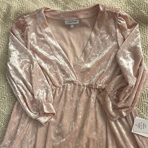 Motherhood Blush Velvet Maternity Dress